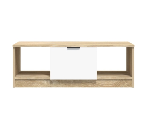 Mesa de centro madera de ingeniería blanco y roble 102x50x36 cm