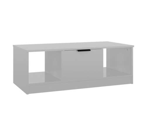 Mesa de centro madera de ingeniería blanco brillo 102x50x36 cm