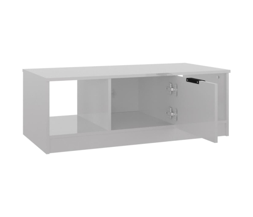 Mesa de centro madera de ingeniería blanco brillo 102x50x36 cm