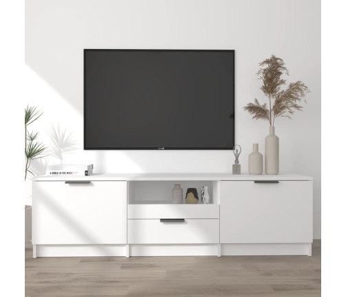 Mueble para TV madera contrachapada blanco 140x35x40 cm