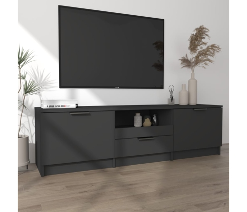 Mueble para TV madera contrachapada negro 140x35x40 cm