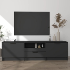 Mueble para TV madera contrachapada negro 140x35x40 cm