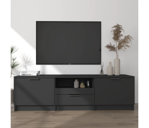 Mueble para TV madera contrachapada negro 140x35x40 cm