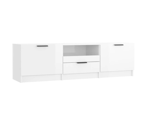 vidaXL Mueble de TV madera contrachapada blanco brillante 140x35x40 cm