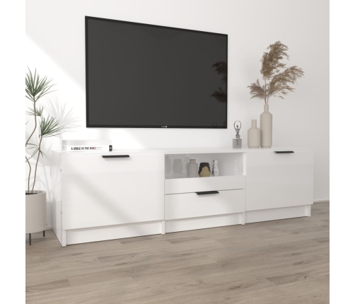 vidaXL Mueble de TV madera contrachapada blanco brillante 140x35x40 cm