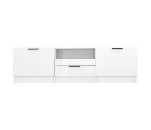 vidaXL Mueble de TV madera contrachapada blanco brillante 140x35x40 cm