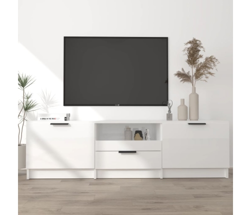 vidaXL Mueble de TV madera contrachapada blanco brillante 140x35x40 cm