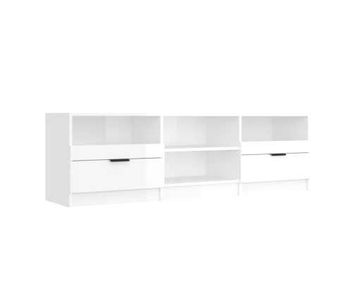 vidaXL Mueble de TV madera contrachapada blanco brillo 150x33,5x45 cm