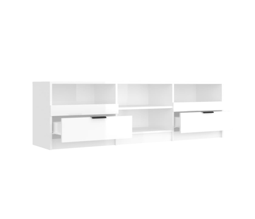 vidaXL Mueble de TV madera contrachapada blanco brillo 150x33,5x45 cm