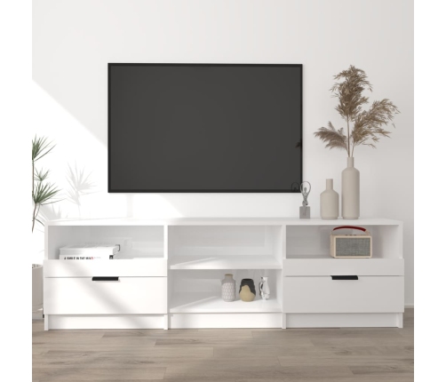 Mueble de TV madera contrachapada blanco brillo 150x33,5x45 cm