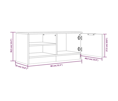 Mueble para TV madera contrachapada blanco 80x35x36,5 cm