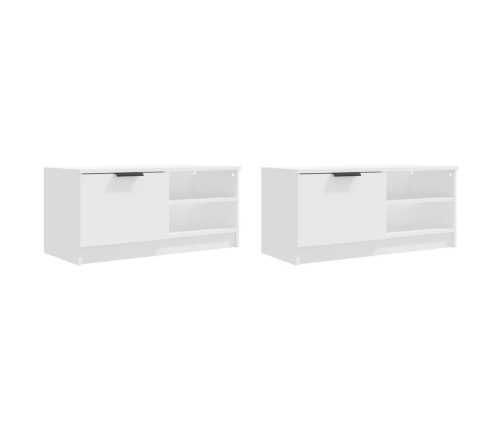 Mueble para TV 2 pzas madera contrachapada blanco 80x35x36,5 cm