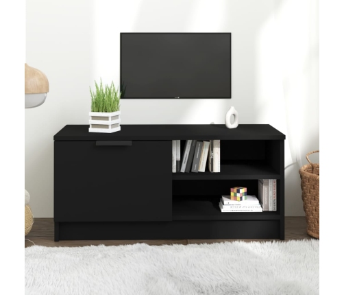 Mueble para TV madera contrachapada negro 80x35x36,5 cm