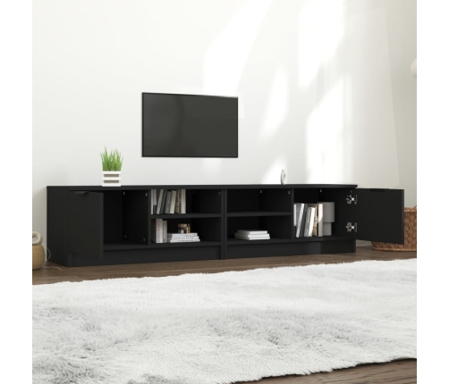 Mueble para TV 2 pzas madera contrachapada negro 80x35x36,5 cm