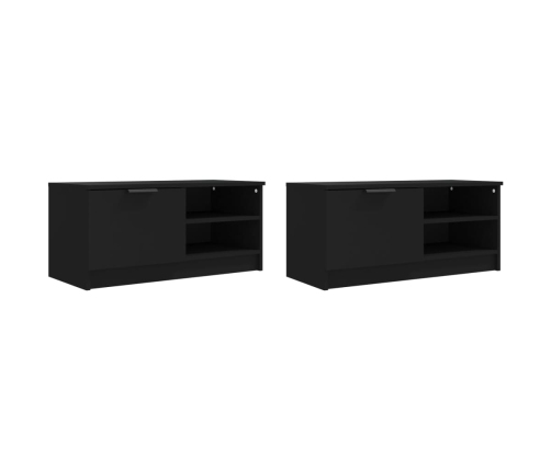 Mueble para TV 2 pzas madera contrachapada negro 80x35x36,5 cm