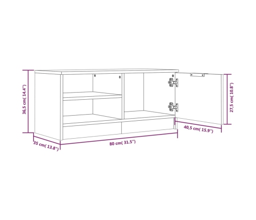 Mueble para TV 2 pzas madera contrachapada negro 80x35x36,5 cm