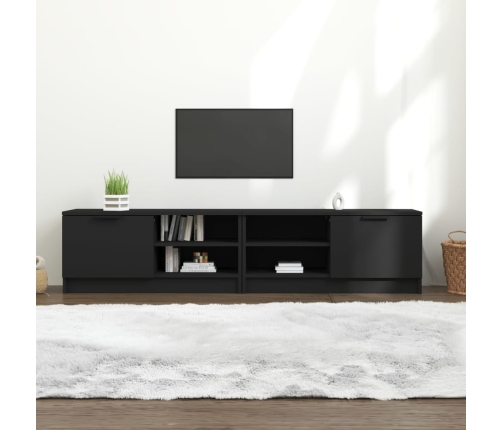 Mueble para TV 2 pzas madera contrachapada negro 80x35x36,5 cm