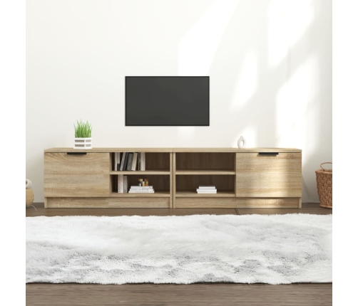 Mueble para TV 2 pzas madera contrachapada roble 80x35x36,5 cm