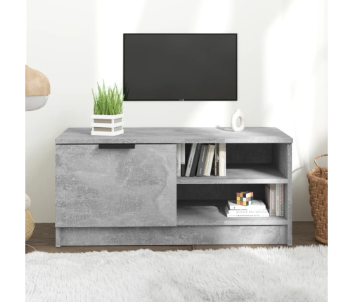 Mueble de TV madera contrachapada gris hormigón 80x35x36,5 cm