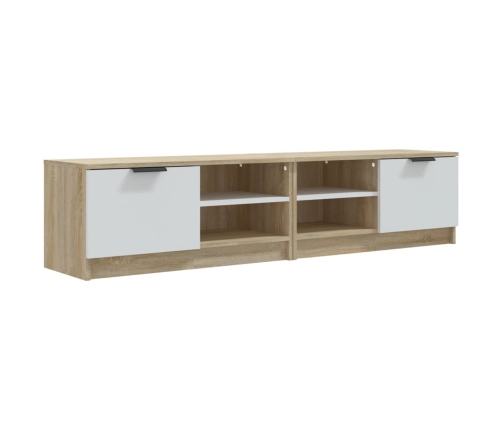 vidaXL Mueble TV 2 pzas madera contrachapada blanco roble 80x35x36,5cm