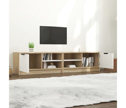 vidaXL Mueble TV 2 pzas madera contrachapada blanco roble 80x35x36,5cm