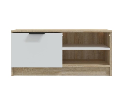 vidaXL Mueble TV 2 pzas madera contrachapada blanco roble 80x35x36,5cm