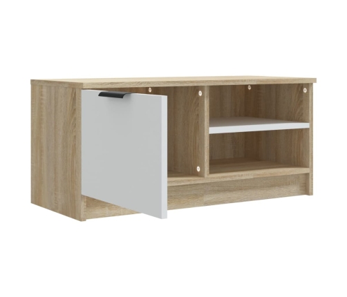 vidaXL Mueble TV 2 pzas madera contrachapada blanco roble 80x35x36,5cm