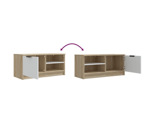 vidaXL Mueble TV 2 pzas madera contrachapada blanco roble 80x35x36,5cm