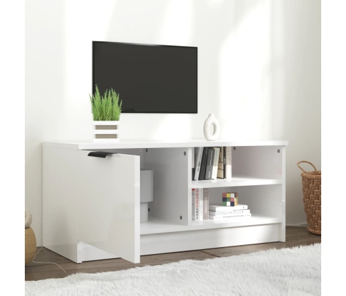 Mueble de TV madera contrachapada blanco brillante 80x35x36,5cm