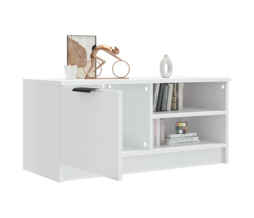 Mueble de TV madera contrachapada blanco brillante 80x35x36,5cm