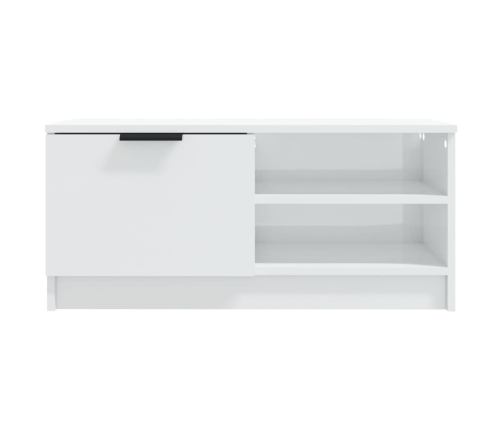 Mueble de TV madera contrachapada blanco brillante 80x35x36,5cm