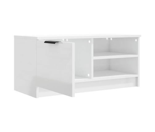 Mueble de TV madera contrachapada blanco brillante 80x35x36,5cm