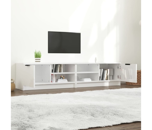 Mueble TV 2 pzs madera contrachapada blanco brillo 80x35x36,5cm