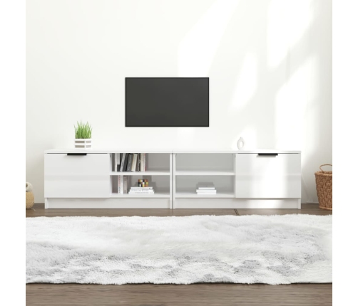 Mueble TV 2 pzs madera contrachapada blanco brillo 80x35x36,5cm