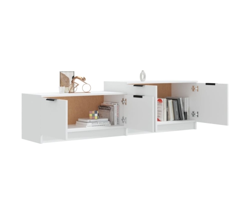 Mueble para TV madera contrachapada blanco 158,5x36x45 cm