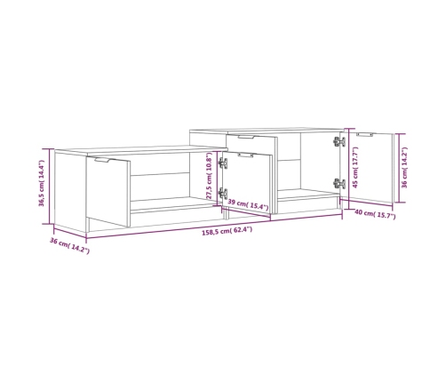 Mueble para TV madera contrachapada blanco 158,5x36x45 cm