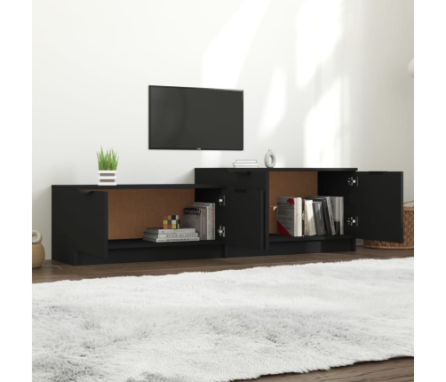 Mueble de TV madera contrachapada negro 158,5x36x45 cm