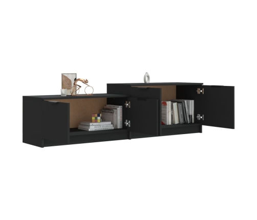 Mueble de TV madera contrachapada negro 158,5x36x45 cm