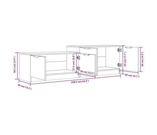 Mueble de TV madera contrachapada negro 158,5x36x45 cm