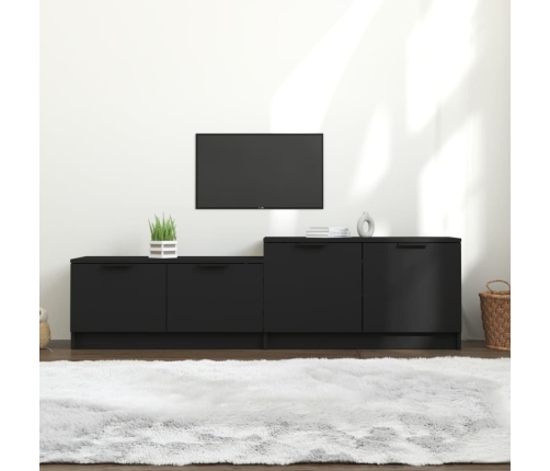 Mueble de TV madera contrachapada negro 158,5x36x45 cm