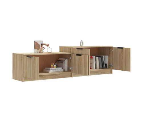 Mueble de TV madera contrachapada roble Sonoma 158,5x36x45 cm