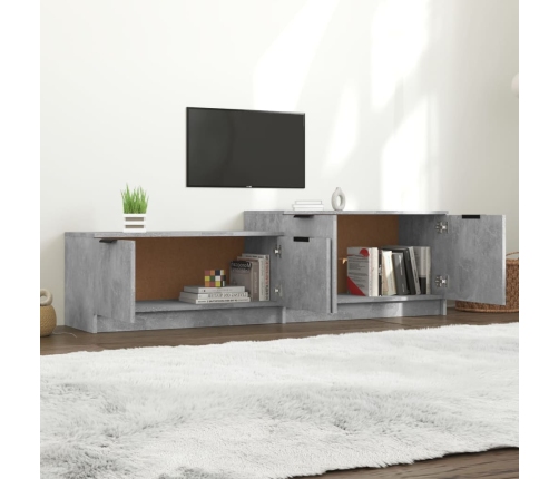 Mueble de TV madera contrachapada gris hormigón 158,5x36x45 cm