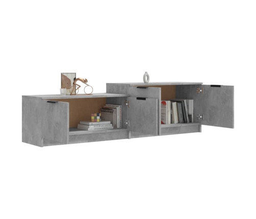 Mueble de TV madera contrachapada gris hormigón 158,5x36x45 cm