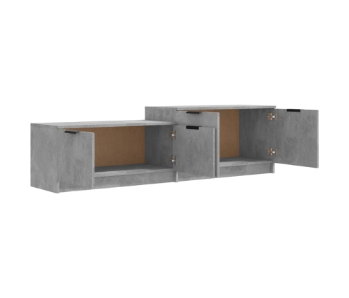 Mueble de TV madera contrachapada gris hormigón 158,5x36x45 cm