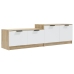 Mueble de TV madera contrachapada blanco y roble 158,5x36x45 cm