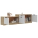 Mueble de TV madera contrachapada blanco y roble 158,5x36x45 cm