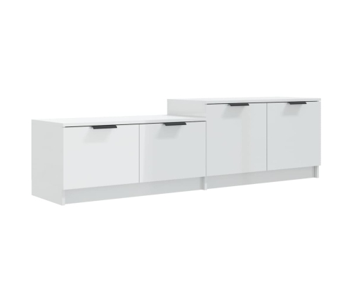 Mueble TV madera contrachapada blanco brillante 158,5x36x45 cm