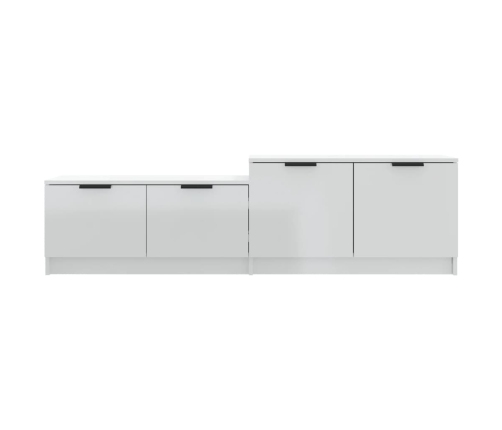 Mueble TV madera contrachapada blanco brillante 158,5x36x45 cm