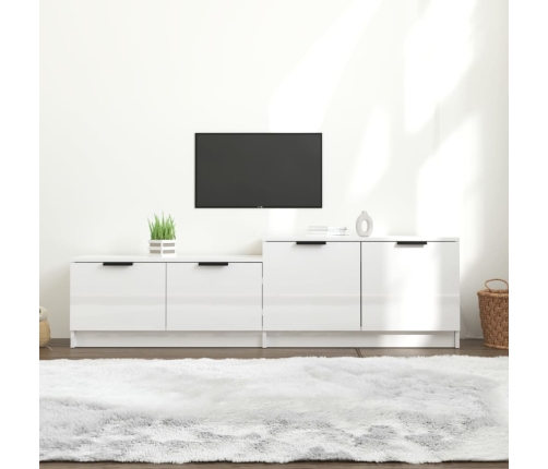 Mueble TV madera contrachapada blanco brillante 158,5x36x45 cm