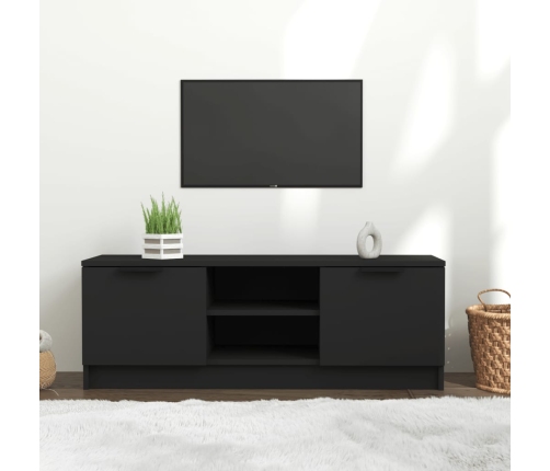 Mueble de TV madera contrachapada negro 102x35x36,5 cm